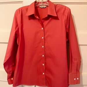 Eddie Bauer Rust Color Button-Up Blouse Wrinkle Resistant